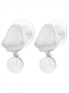 Adeliás Женские серьги - серьги-гвоздики из серебра 925 пробы с пресноводной жемчужиной в серебряной оправе