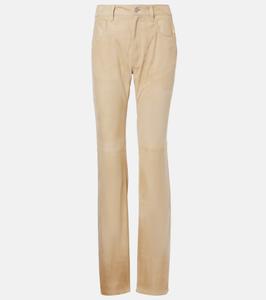 Прямые кожаные брюки Scottie с низкой посадкой Ralph Lauren Collection, Icon Tan