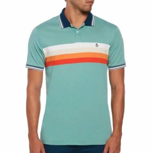 Рубашка поло Interlock Chest Stripe в цвете Oil Blue/green Original Penguin