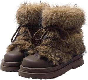 Женские зимние ботинки ZQW с меховой подкладкой, круглым носком, толстой подошвой, противоскользящие, теплые плюшевые короткие ботинки для повседневной носки на улице, Brown