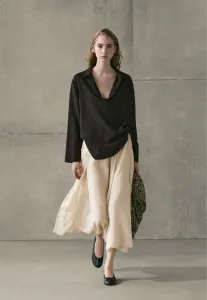 Струящаяся юбка-колокол из смеси рами Massimo Dutti, Beige