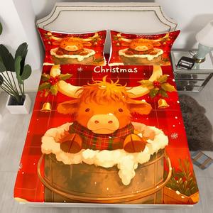 Erosebridal Комплект постельного белья с новогодним принтом коровы для детей, Daffodil Yellow