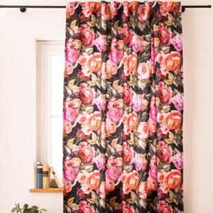 Штора Rosetta розы черно-розовая 245см или по желанию от SCHÖNER LEBEN. Подвесные петельки Schöner-Leben, черный