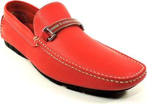 Мужские красные кожаные комфортные лоферы Baldinini