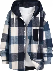Фланелевая клетчатая толстовка с капюшоном для мужчин
