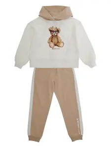 Спортивный костюм с принтом и полосками Monnalisa, бежевый