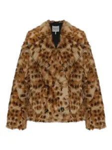 Двубортный жакет Lestine с леопардовым принтом Munthe, коричневый