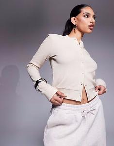 Вафельный кардиган Weekend Collective с тканым лейблом в каменном цвете ASOS Weekend Collective