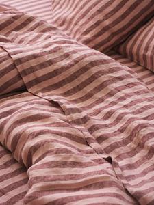 Плоская простыня Pembroke Stripe из льняной смеси Piglet in Bed, Rhubarb/Rose