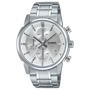 CASIO Мужские часы с кварцевым механизмом на стальном ремешке и серебристым циферблатом