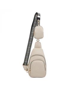 Кошелек для монет с двумя секциями на молнии, нагрудная сумка/сумка через плечо JFY, бежевый