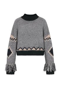 Тонкий вязаный свитер IZIA Sweater, пятнистый серый