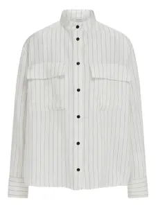 Полосатая рубашка с карманами Ferragamo, белый