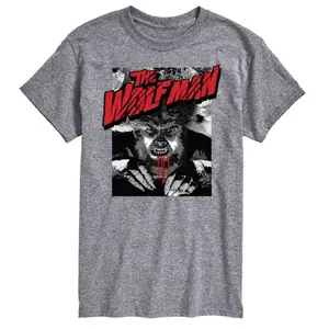 Футболка с принтом "Универсальные монстры: Человек-волк" больших размеров Licensed Character, серый