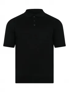 Хлопковая рубашка-поло с тремя пуговицами YES LONDON, черный