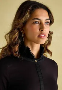 Блузка с оборками на воротнике Joules, Black