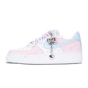 Nike Кроссовки для скейтбординга Air Force 1 с противоскользящим износостойким верхом, женские, сине-розовые