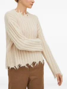 Свитер с ребристой вязкой и необработанными краями Herskind, бежевый