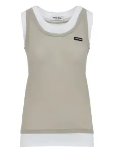 Многослойный топ без рукавов MIU MIU, нейтральный
