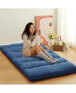 Двойной матрас-футон, напольный наматрасник, портативный спальный коврик для общежития, 39 x 80 дюймов CAROMIO, синий