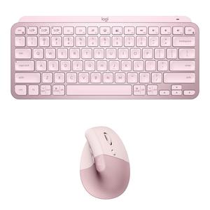 Комплект из беспроводной клавиатуры Logitech MX Keys Mini и вертикальной мыши с подъемным механизмом (розовый)
