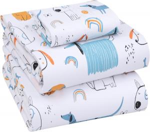 Комплект постельного белья Ruvanti, 3 предмета, 168х260/100х203/51х76 см, белый/собачки