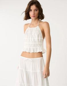 Топ Stradivarius с открытой спиной в цвете экрю