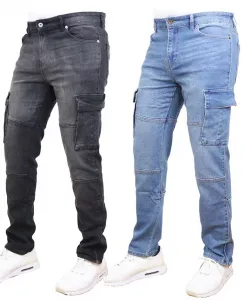 Мужские джинсы с эластичными карманами-карго, 2 шт Blue Ice, мультиколор