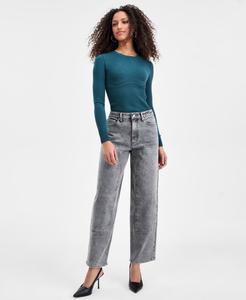 Женские джинсы-бочонки, украшенные стразами Bar III, Gray Wash