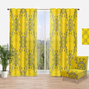 Шторы в богемном стиле Designart Moods Yellow V, желтый / черный