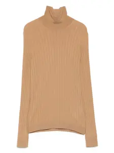 Топ в рубчик с нашивкой-логотипом MONCLER, коричневый