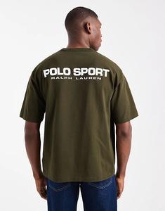Футболка Polo Ralph Lauren Sport с принтом логотипа на спине, свободного кроя, оливково-зеленого цвета