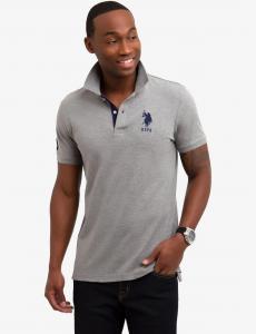 Футболка поло U.S. Polo Assn. Slim Fit Stretch Solid, серый
