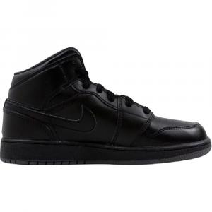 Кроссовки Air Jordan 1 Retro Mid GS Triple Black, черный