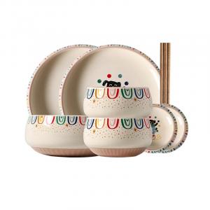 Набор посуды Kawasimaya, бежевый/оранжевый, 9 предметов 2 персоны