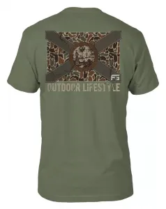 Мужская футболка FloGrown с флагом лагеря Флориды, светло-оливковый