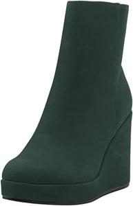 Женские ботильоны с круглым носком на танкетке с высокой платформой, боковой молнией, стильные нарядные короткие ботинки, размеры 4-16 US Wansseny, Teal