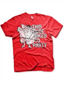 Футболка Этот парень любит вечеринки красного цвета Gremlins