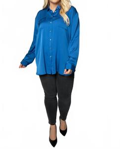 Монте Карло Шелковая рубашка плюс в синем Nouvelle / Silk95five