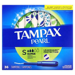 Жемчуг, супер, без запаха 36 тампонов Tampax