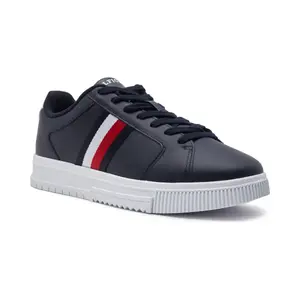 Кожаные кроссовки в полоску ess Tommy Hilfiger, черный