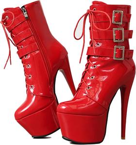 Ботинки для танцев на платформе Polo, женские, до щиколотки, высота каблука 6 дюймов / 15,5 см Ceciloroda, Red