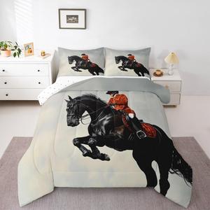 Erosebridal Комплект постельного белья Horse Race в спортивном стиле с тематикой скачек для детей и взрослых, Black Red White