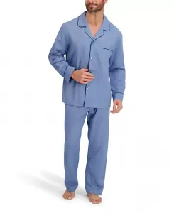 Мужской пижамный комплект с плетеными пуговицами Hanes, синий