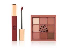 Набор теней для век и жидкой помады из девяти секций легко растушевывается велюровый матовый комплект из двух предметов 3CE