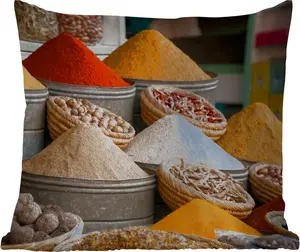 Подушка для улицы - Травы - Глина - Специи - Желтый - Коричневый - 60 x 60 см - Устойчива к погодным условиям - Подушка для отдыха - Декоративная подушка - Подушка для сна MuchoWow