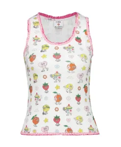 Белая майка с оборками Casablanca, мультиколор