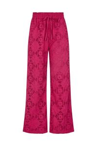 RAFFYA Широкие брюки 'Opal Broderie Anglaise' в темно-красном цвете