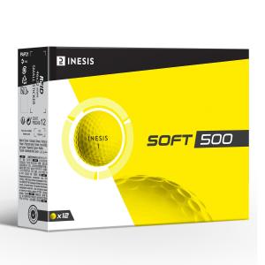Мячи для гольфа Soft 500 12 штук желтые INESIS, неоново-желтый