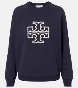 Хлопковый джерси свитшот с логотипом Tory Burch, Tory Navy